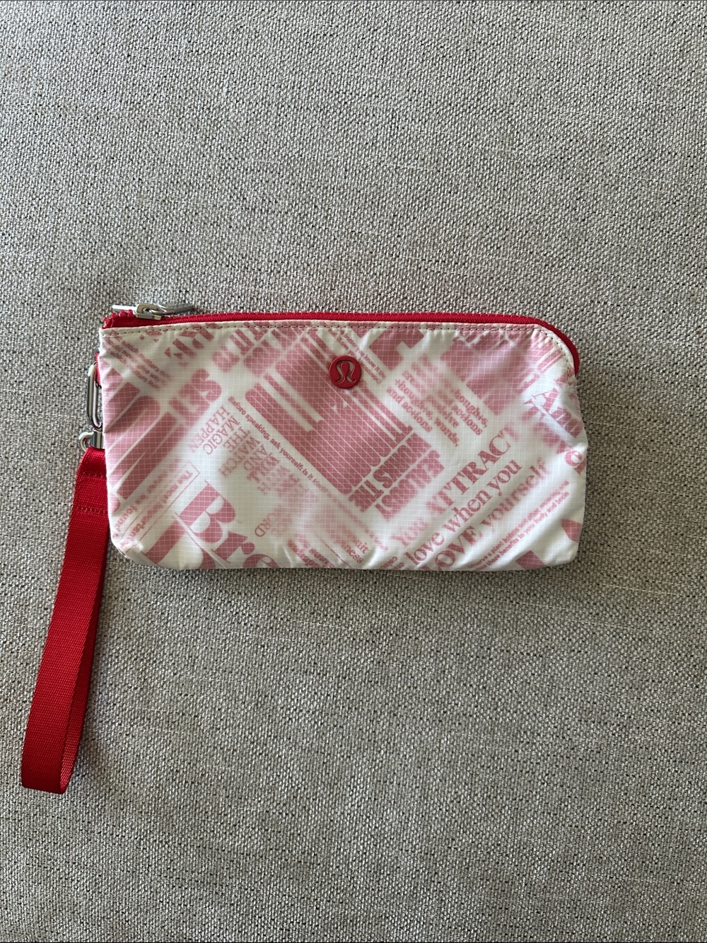 lululemon athletica Red and White Graphic Wristlet
